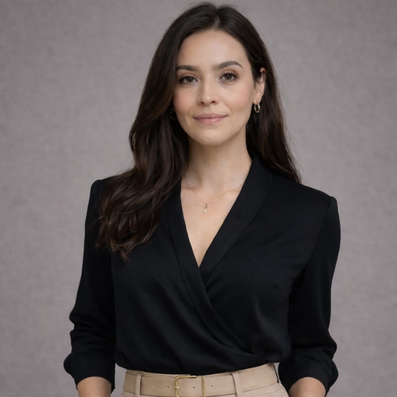 ejecutiva sonriendo blusa negra