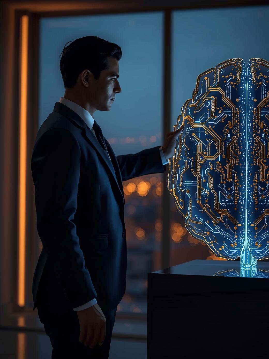 ejecutivo con cerebro de IA